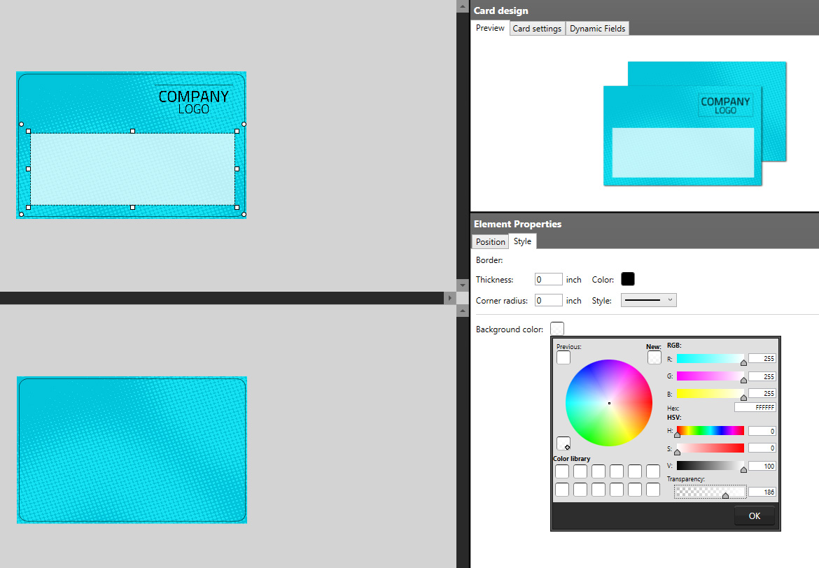 BadgeMaker Design Shape element properties