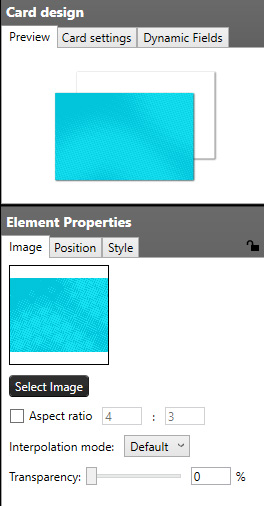 BadgeMaker Design, select image in Image element properties