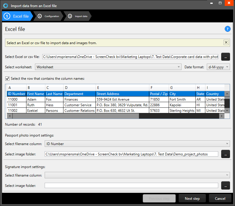 Import Excel file into card print software BadgeMaker