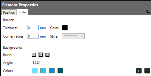 Create gradients under the style tab in element properties